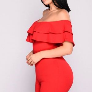 Red off the shoulder Jumpsuit